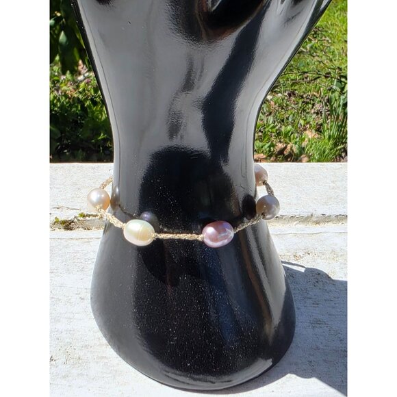 925 Sterling Silver Baroque Pearl Bracelet 6.5" - Picture 12 of 13